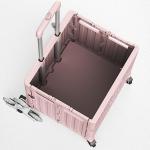 Foldable Cart With Stair Climbing Wheels, Collapsible Rolling Crate Telescoping