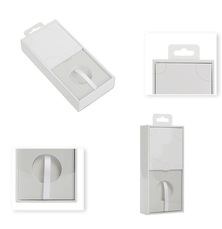 Cardboard Window Packaging Box With Transparent Lids Plastic Hooks