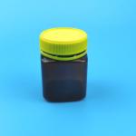 Amber Bottle Square Child Proof 400ml Plastic Candy Jars