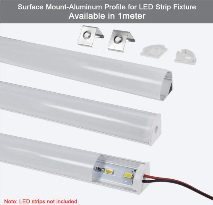 Led Alu Profil Aluminum Housing Heat Sink 6063 T5 With Plastic Pc Diffuser Pmma Cover Clip 90 45 Degree Corner
