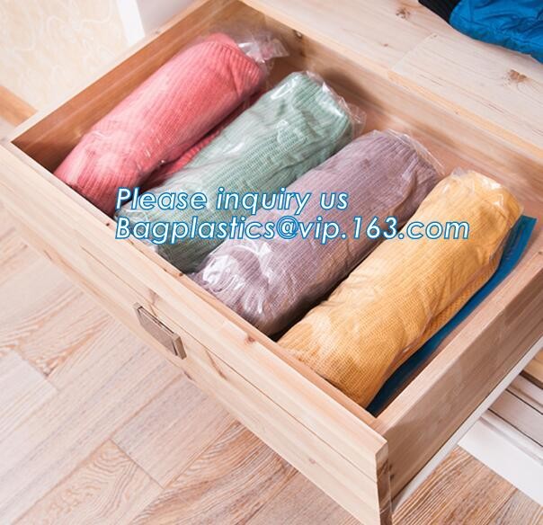 vacuum seal storage bags for down jacket coats, hand rolling vacuum bag for travel, Compress Vacum Packing Bag, bagplast