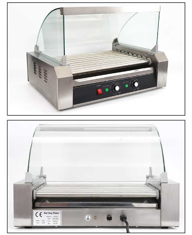 9 Sticks Grill Snack Food Processing Equipment / Commercial Hot Dog Rack Heater