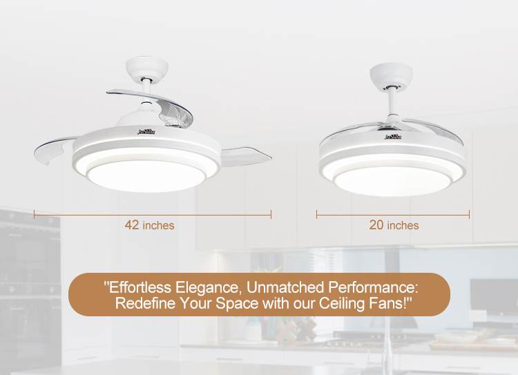 42 Inch LED Ceiling Fan with Hidden Blades and Metal Acrylic Material by 1stshine