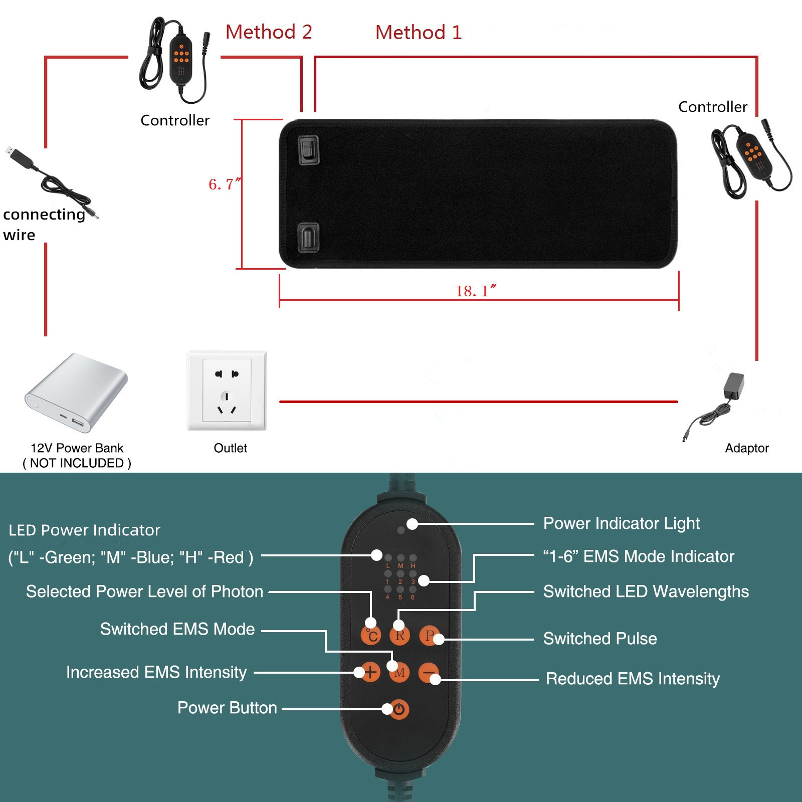 Red Light And Near Infrared Therapy Device LED Belt Wearable 90W 12V DC