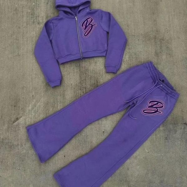 Custom Manufacturer Jogger 100% Cotton 3d Embroidery Rhinestone Zipper up