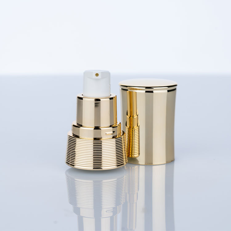 18/400 White and Gold Electroplated Aluminum Foundation Pump Head Cream Pump Green Bottle for Personal Care and Cosmetics