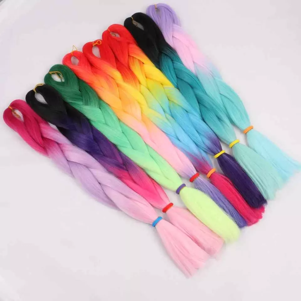 Chemical Processing Synthetic Crochet Braids Hair Extensions Pre Stretched And Dyed