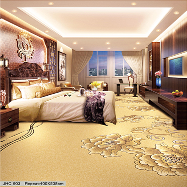 Bedroom Modern Home Carpet / Cut Pile Nylon Carpet Red Plum Blossom Pattern