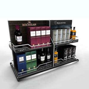 China Single Sided Wine Display Stand Countertop Display Steel Rack Beverage Dispenser wholesale