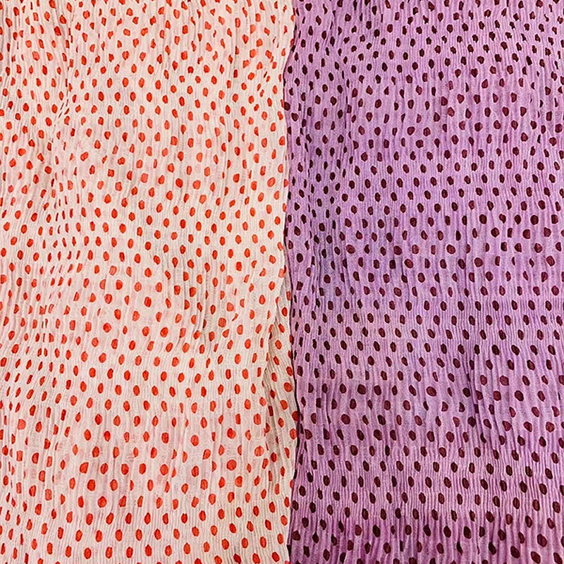 Sustainable 145cm Polyester Crepe De Chine Fabric / Polka Dot Crepe Fabric