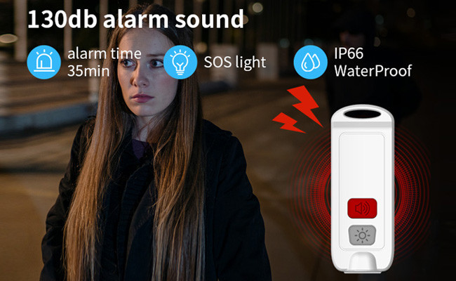 Lithium Battery Panic Button Women Safety Keychain LED Light 130db Sos