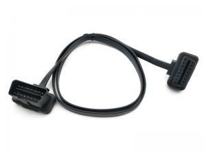 China OBD2 OBDII 16-Pin J1962 Right Angle Male to Female Extension Flat Cable wholesale