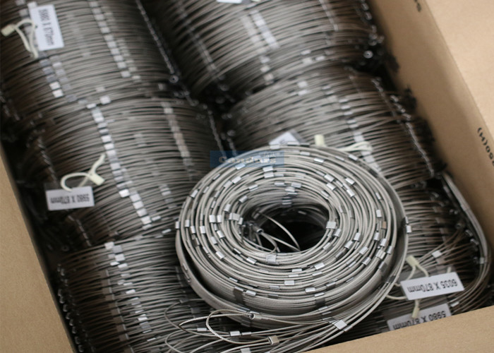 Corrosion Resistant Stainless Steel Wire Rope Fence / 80mm Woven Wire Mesh Balustrade