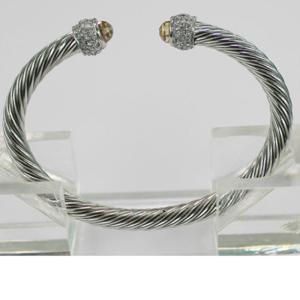 China (B-23)silver Cable Classics Bracelet with Citrine and crystal 7mm cable bracelet wholesale