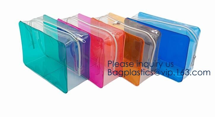 Small Clear PVC Waterproof Bag with Zipper Closure, Mini Portable Transparent Plastic Organizer Pouch for Cosmetic, Make