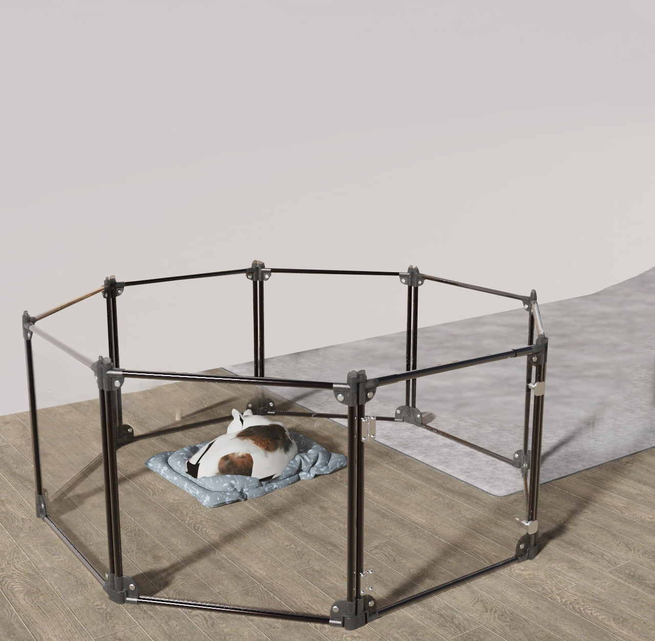 Impact Resistant Black Clear Acrylic Dog Pen For Puppies And Cats