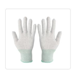 China Electronic Industry Grey Carbon Fiber Knit PU Gloves wholesale