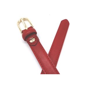 20mm Curved Womens Genuine Leather Belt With Stitching Pin Buckle