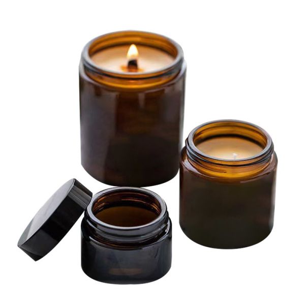 Wholesale Amber Glass Candle Jar-Custom Luxury Finish,Unique Designs Bulk Pricing for Retailers
