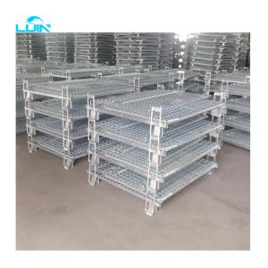 China Collapsible / Folding Welded European Metal Steel Wire Mesh Pallet Cage wholesale
