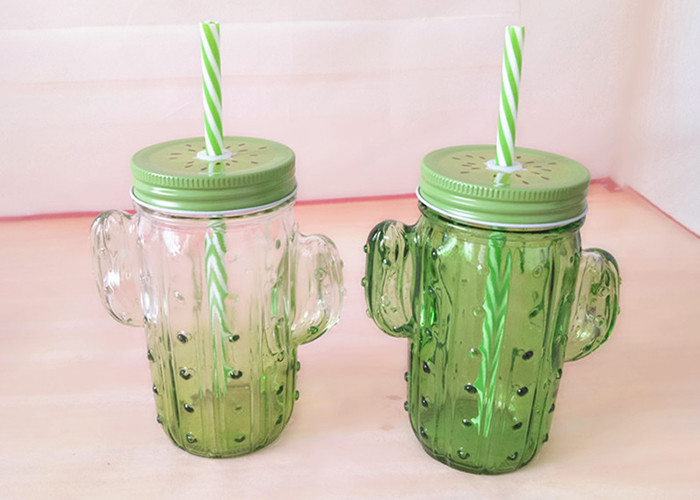 Screw Top Glass Jars For Party Decorations Cactus Shape ODM Service