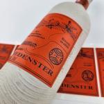 Orange custom leather stickers Embossed Texture Wine Bottle Label