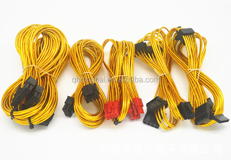 Modular Computer Cable Kits for Power Supply Extension Cable 18AWG with Extra-Sleeved 24 Pin 8Pin 6Pin