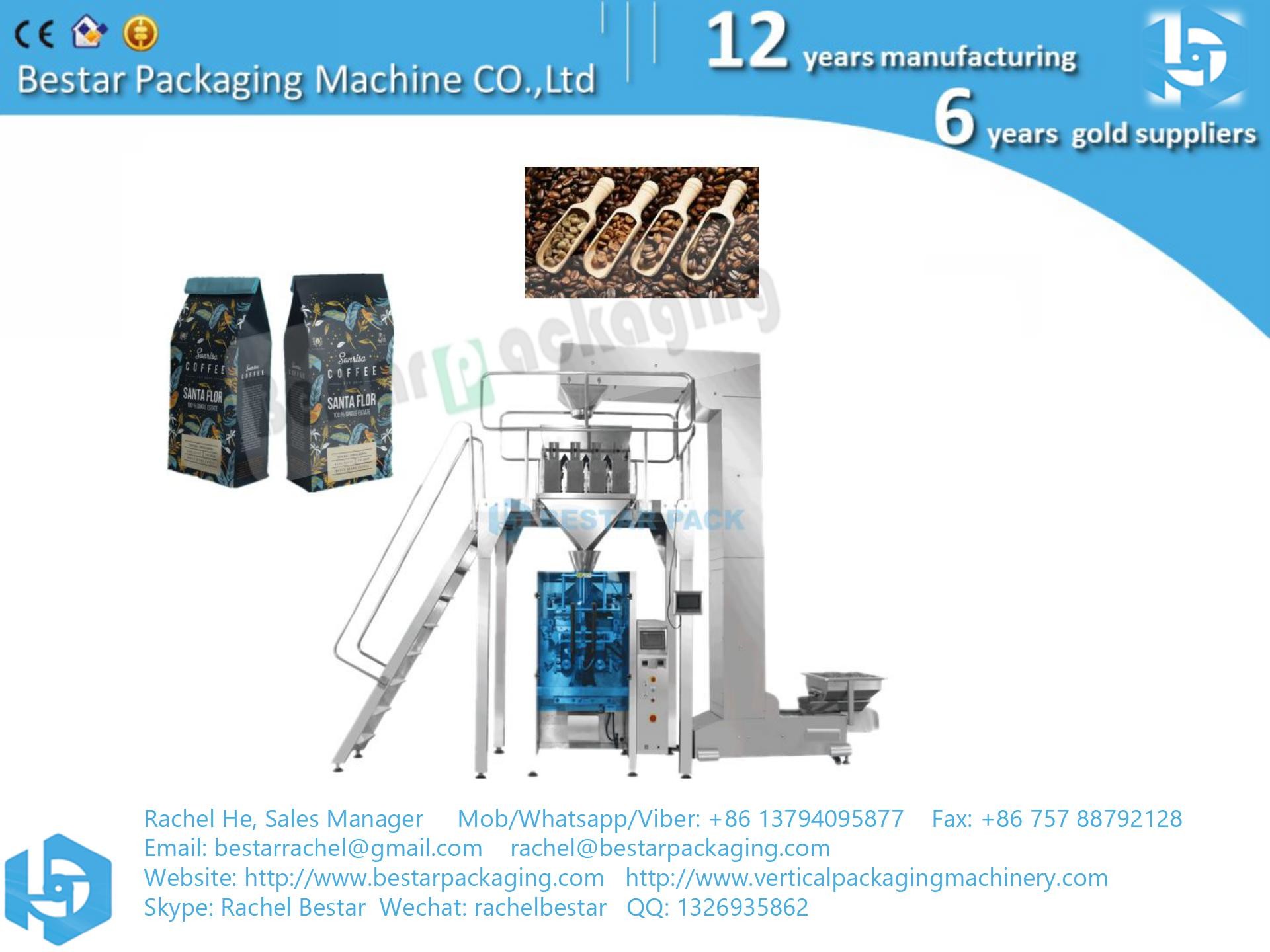 2020 New design whole bean coffee packaging machine PE roll film