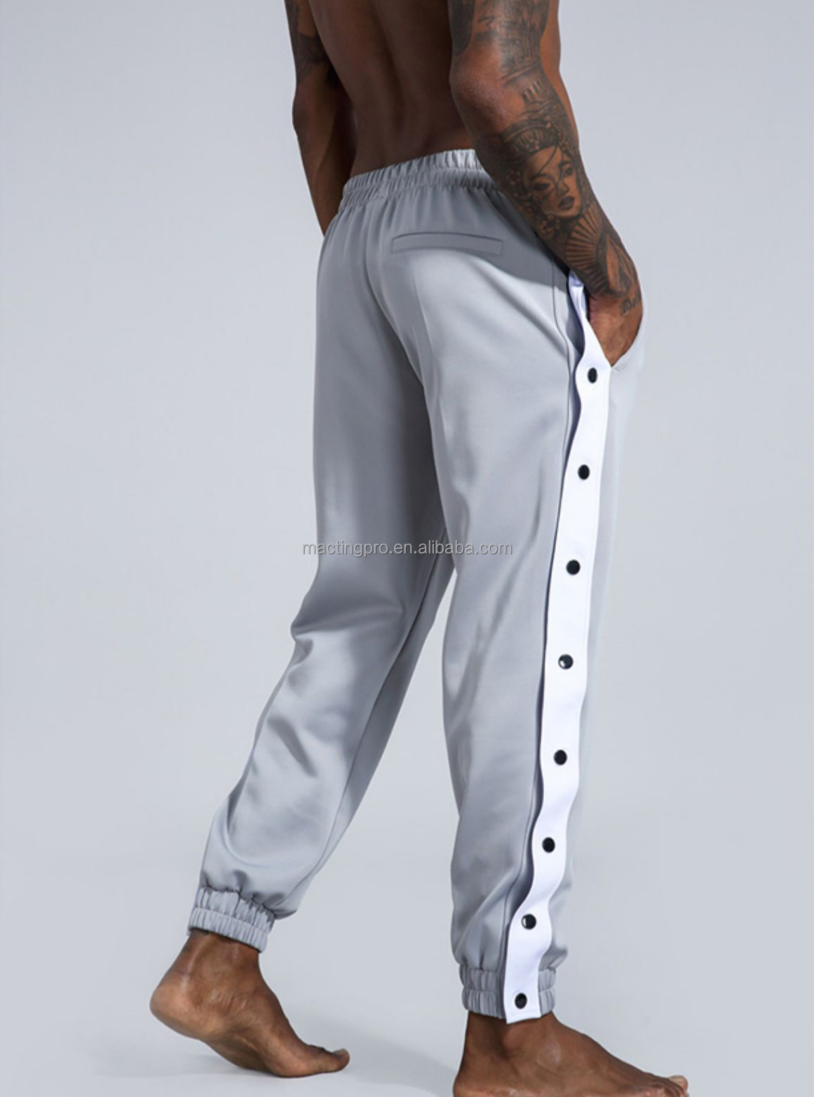 Polyester Active Basketball Track Pants with Side Snap Button and Joggers Tracksuit