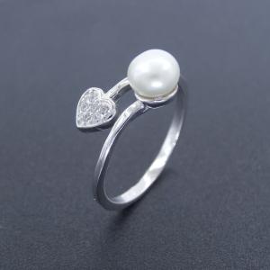 China Girl White Gold Rings Jewellery / Real Silver 925 Heart Shaped Rings wholesale