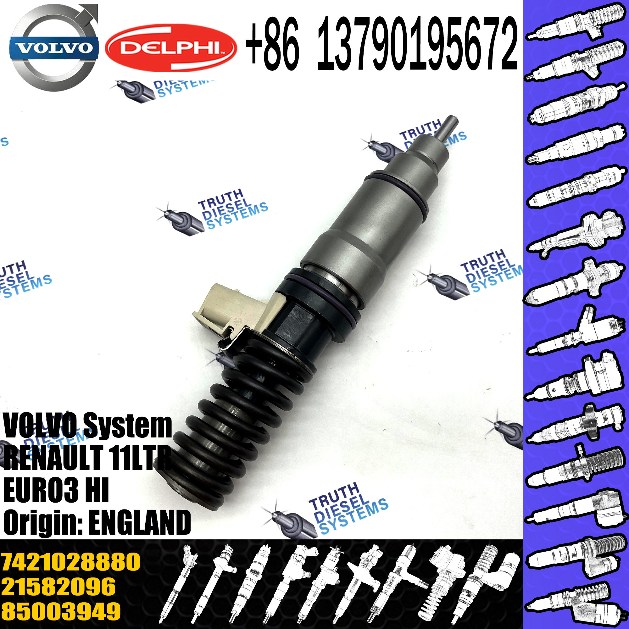 D11A MD11 Diesel Fuel Injector 21582096 BEBE4D35002 7421028880 74221644598 21582096 for EC360B EC460B