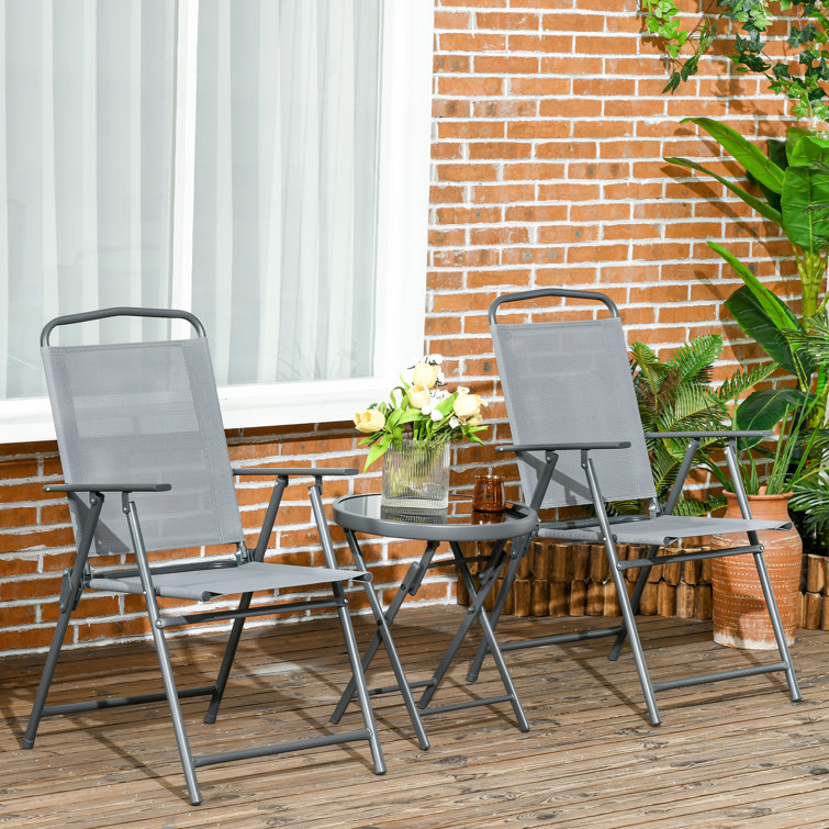 Portable Foldable Chair Balcony Furniture Bistro Set Garden Chair AJUNION Metal Outdoor