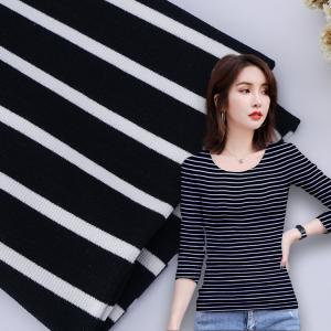 China Ribbed Cotton Interlock Fabric Double Yarn 32S Antibacterial Stripe Material wholesale