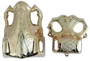 China Model 4# LG Funeral Products , Parts Of A Coffin Light Gold Color Traditional Design wholesale