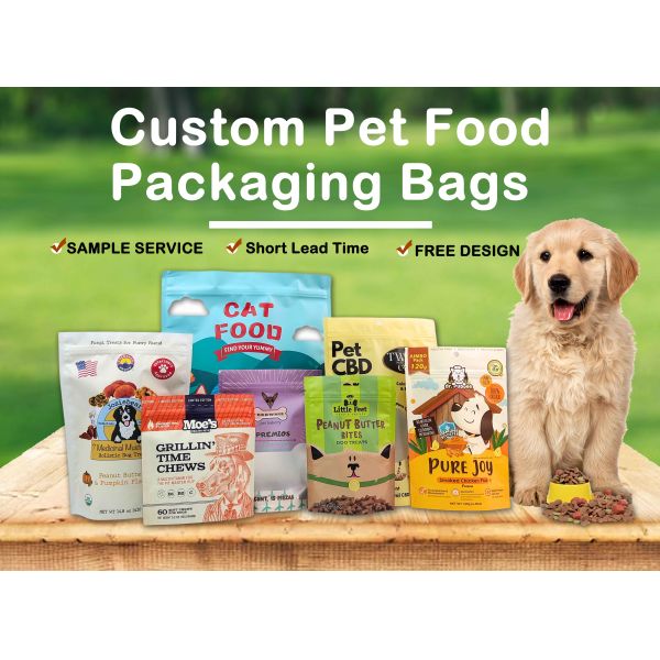 Stand-up pet food packaging bag with zipper closure