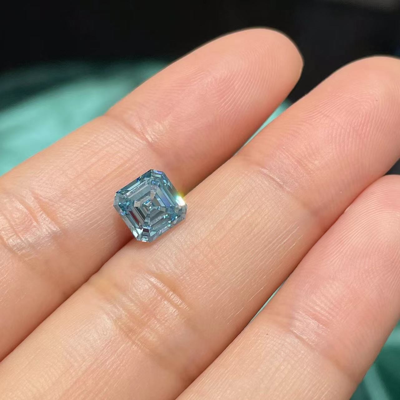 Asscher Cut Synthetic Lab Made Blue Diamonds 1.0ct-2.0ct