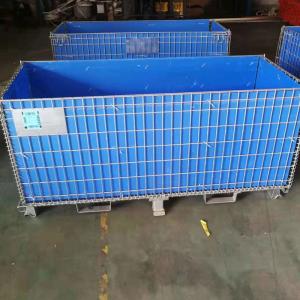 China Warehouse Storage Folding Metal Pallet Cage Industrial Wire Container wholesale
