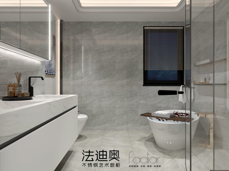 Stylish Modern Minimalist Wall-Mounted Vanity Cabinet Durable Stainless Steel Moisture Resistance