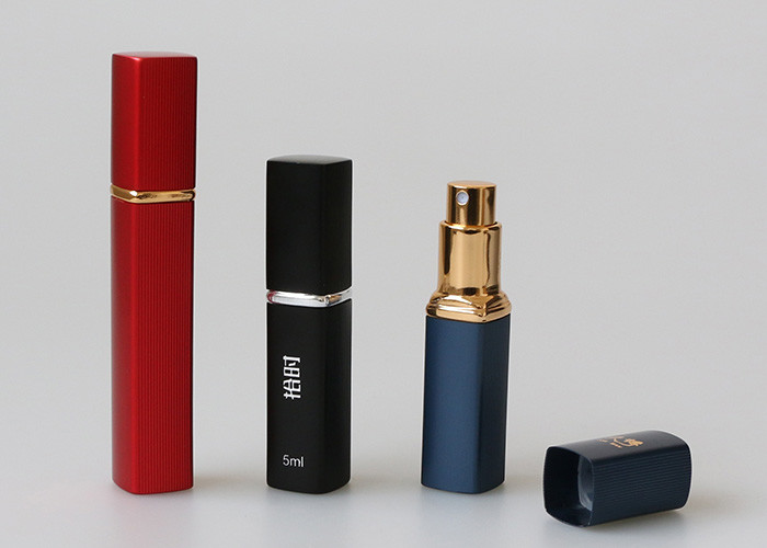 Pink Engraved Glass Travel Perfume Atomiser Bottles 12ml Rectangular Shape