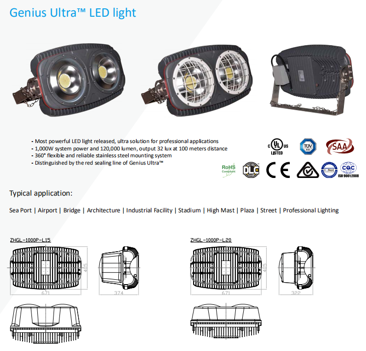 Outdoor Sports LED Light IP67 100000lm Football Flood Lights