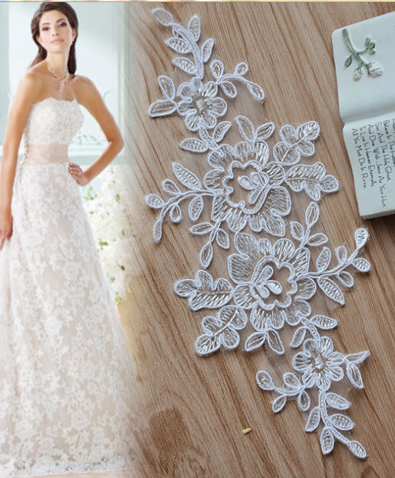 Garment Accessories Embroidery Lace Applique with Cord Ivory Color
