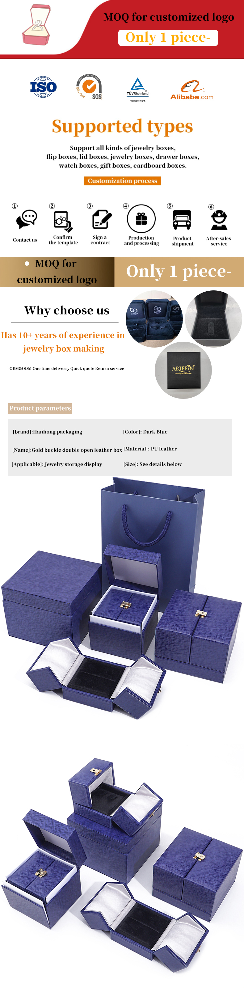 Double Door Storage Velvet Jewelry Box for Newest Style Packaging of Luxury Accessories
