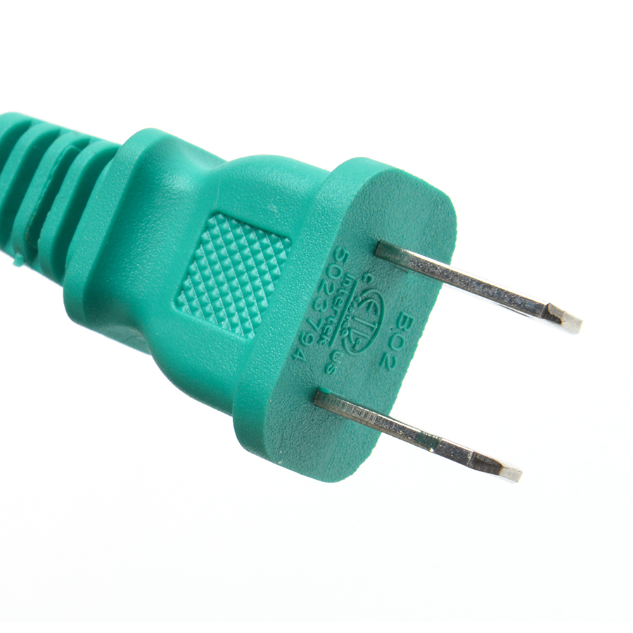 3 Outlet Extension Cord with Green PVC Jacket Material SPT-2 14/2 AWG 6FT/12FT 2 Prong Power Strip and Safety Cap Cover