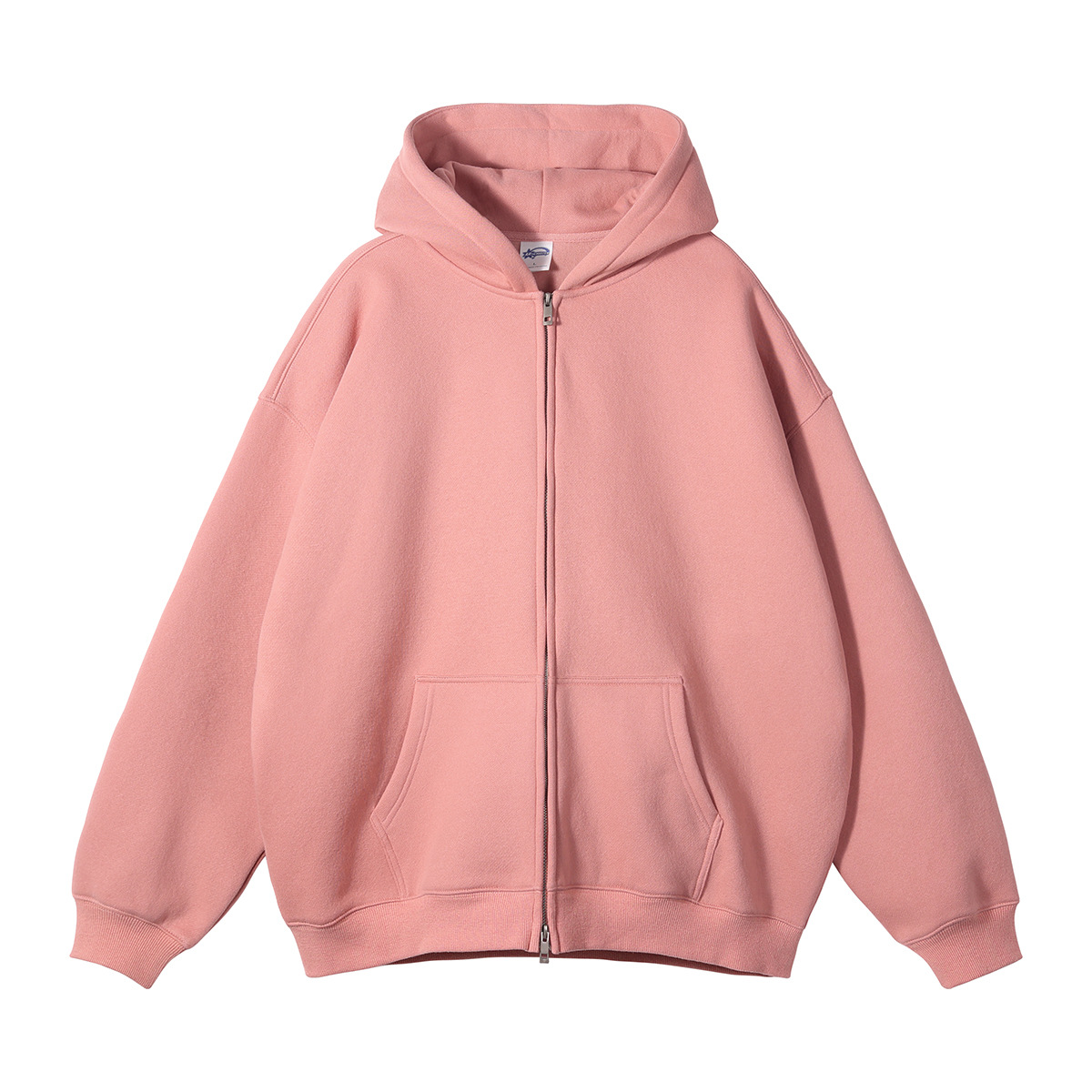 Autumn Winter Suede 350G Double Head Zipper Hoodie Cardigan Zip Neck Collar Sweatshirt