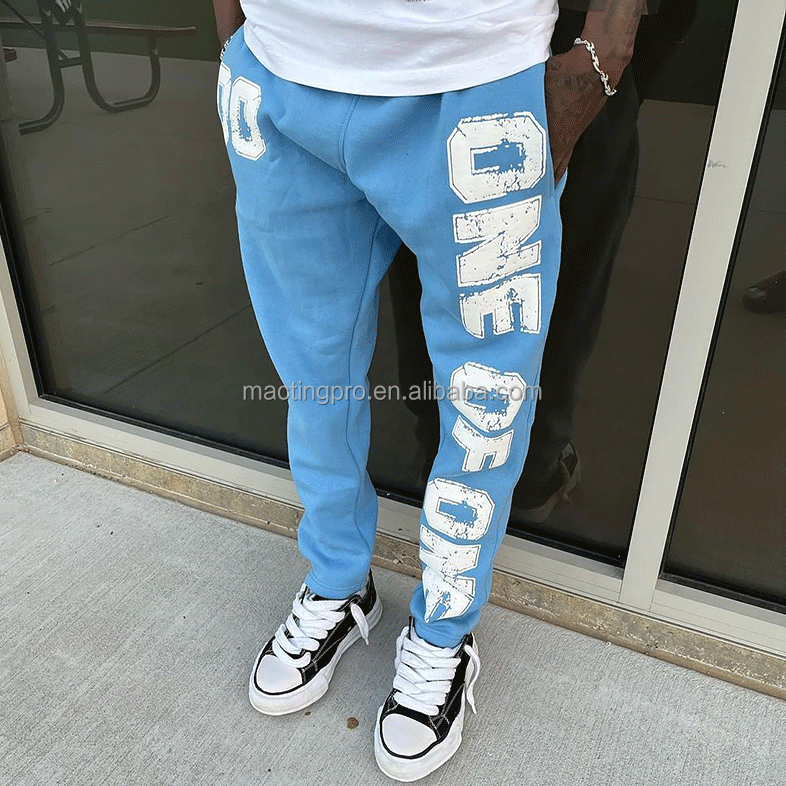 Vintage Washed 100% Cotton Unisex Joggers Pants for Custom Embroidery Puff Print Logo