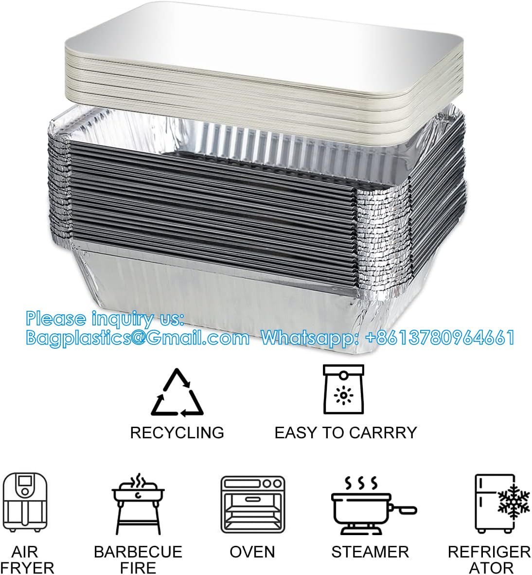 2.25LB (8.5"X6") Oblong Pans - To Go Containers With Lids - Disposable Tin Foil Pans Catering, Meal Prep