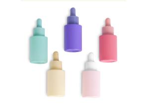 China 1oz Empty Essential Oil Bottles Rainbow Flat Shoulder Cosmetic Packing Bottle wholesale