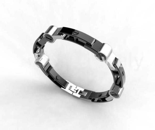 Top Quality Europe Fashion Stainless Steel Genuine Leather Silicone Bangle