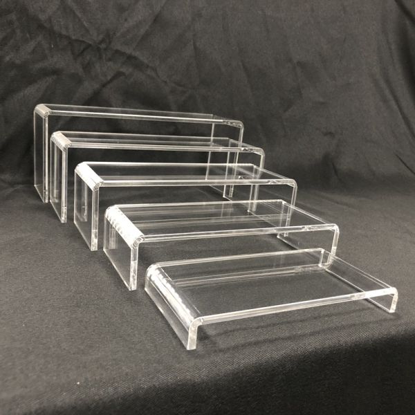 Clear Acrylic Riser Stands Shelf Retail Store Table Top Tiered Plastic Fixtures