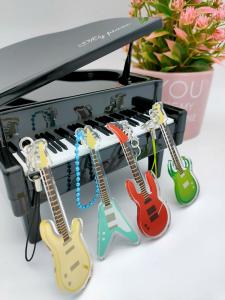 China Cute Girl Acrylic Sheet Keychain , Guitar Laser Cut Acrylic Keyring wholesale